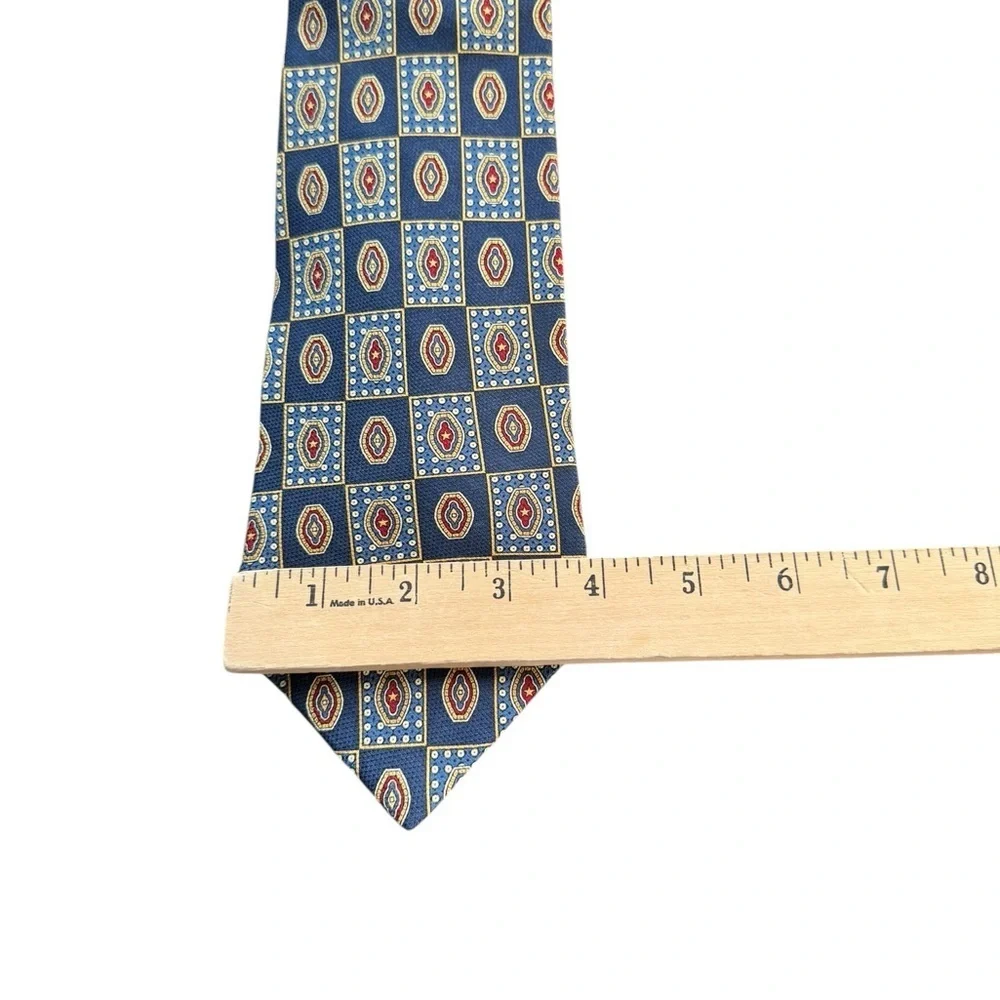 Tommy Hilfiger 100% Silk Reversible Geometric Print Tie Blue Red U26